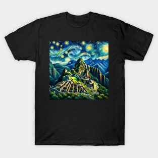 Machu Picchu Starry Night - Beautiful Iconic Places T-Shirt